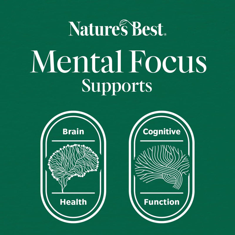 Nature’s Best Mental Focus Supplement - Fast-Acting Caffeine-Free Clarity with Galangal, Pantothenic Acid & Iodine - Energy, Mental Performance & Cognitive Support - 30 Capsules (1 Month Supply)