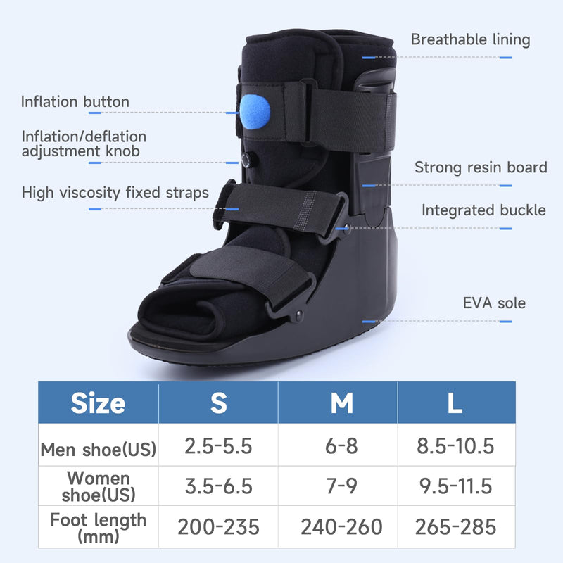 [Australia] - GHORTHOUD Inflatable Hiking Shoe, Orthopedic Foot Fracture Shoe, Ultralight Hiking Shoe for Sprained Ankle, Stress Fracture, Broken Foot or Achilles Tendonitis Black (M) M 