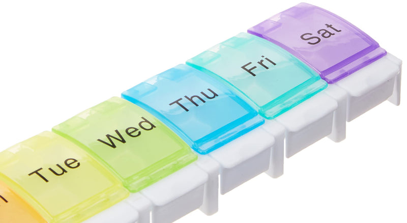 7-Day Pill Weekly Pill Organizer with Spring Open Design and Large Compartments to Hold Medications, Vitamins and Supplements. Arthritis & Travel Friendly and BPA Free