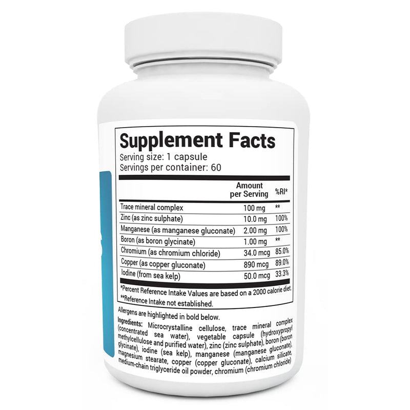 Dr. Berg's Trace Minerals Enhanced Complex - Complete with 70+ Nutrient-Dense Health Mineral - 100% Natural Ingredients - Dietary Supplements - 60 Capsules
