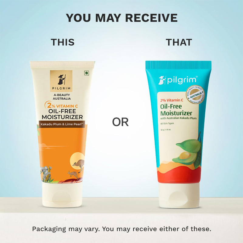 Pilgrim 2% Vitamin C Oil-Free Moisturizer with Australian Kakadu Plum | Lightweight Hydrating Face Cream for Oily & Combination Skin | Non-Greasy Daily Use | 1.76 Oz (50g)