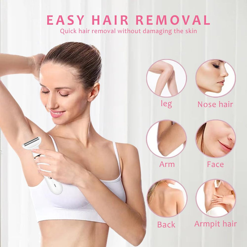[Australia] - Bikini Trimmer for Women, 4 in 1 Electric Razors for Women, Dermave Bikini Shaver,Rechargeable Lady Trimmer for Underarm Body Leg Face 