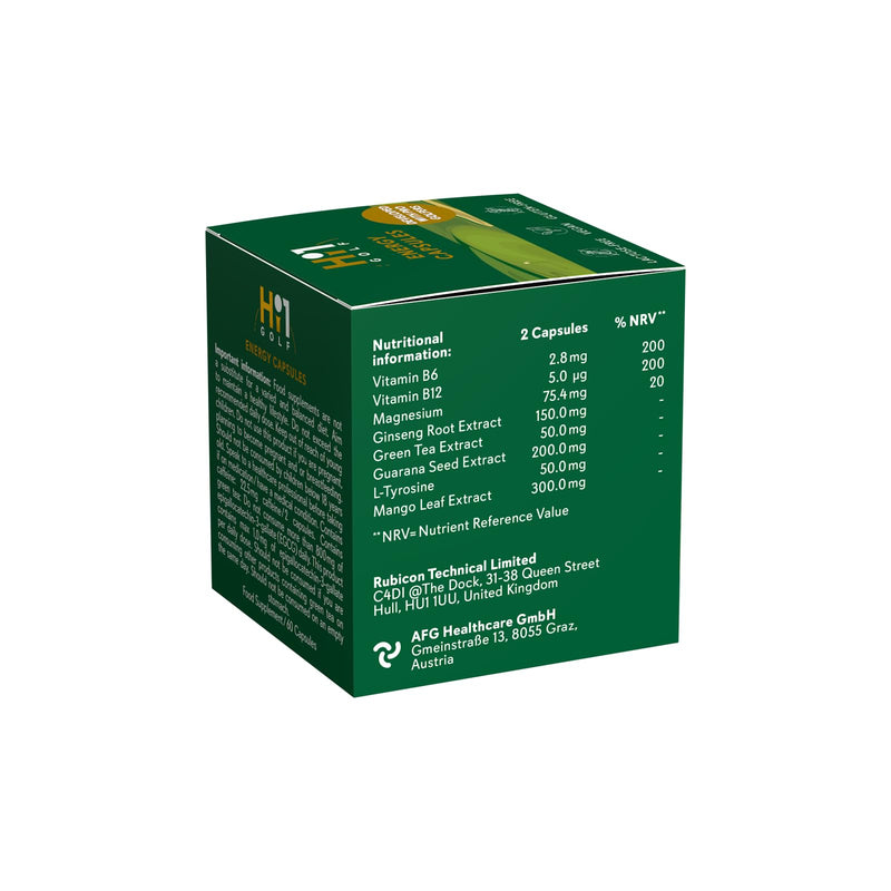 Hi1 GOLF Energy & Endurance – Golf Supplement, Stronger Swings, Faster Recovery Supports Energy, Stamina & Mental Focus with Ginseng, Green Tea & Guarana Extract, Magnesium, Vitamin B6 & B12-60Caps