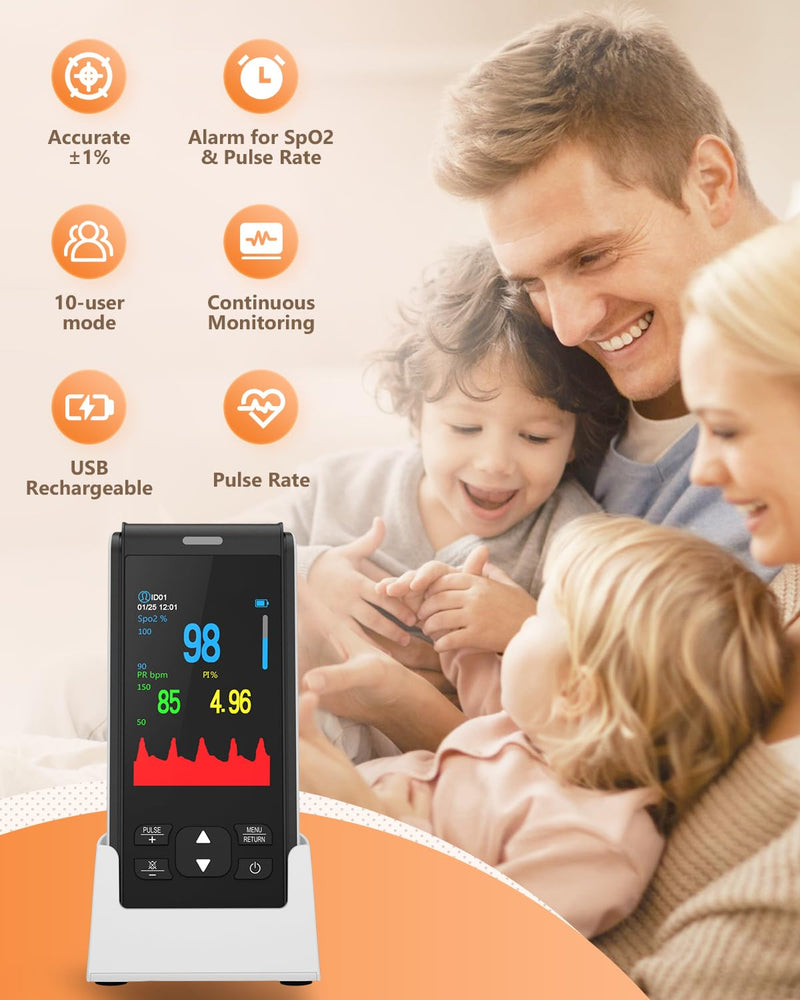 [Australia] - Pulse Oximeter Rechargeable Fingertip Pulse Ox, Handheld Pulse Oximeter, HealthTree Finger Blood Oxygen Saturation Monitor with SpO2 & Pulse Rate, Portable Oxygen Meter Finger for Adults For Adult 