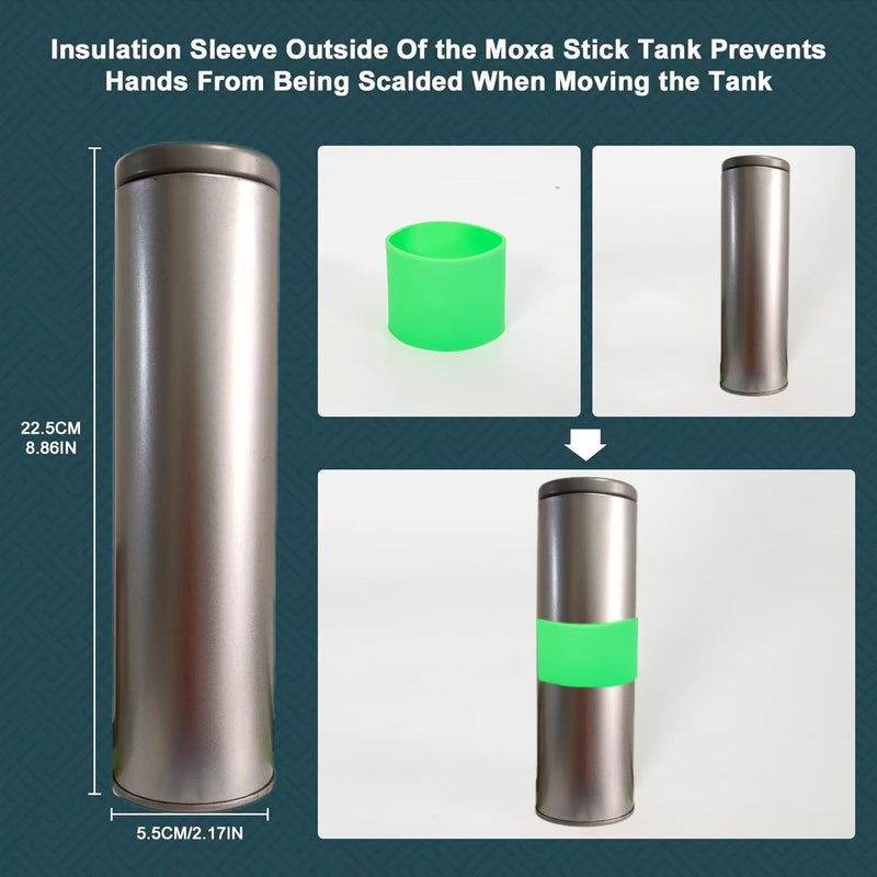 [Australia] - 6 PCS Moxibustion Kit, 2 Smokeless Copper Moxa Boxes, 2 Premium Smoke Filter Bags, 1 Multifunctional Moxa Stick Tank, 1 Insulation Sleeve for Moxa Stick Tank (Not Include Moxa Sticks) 6 