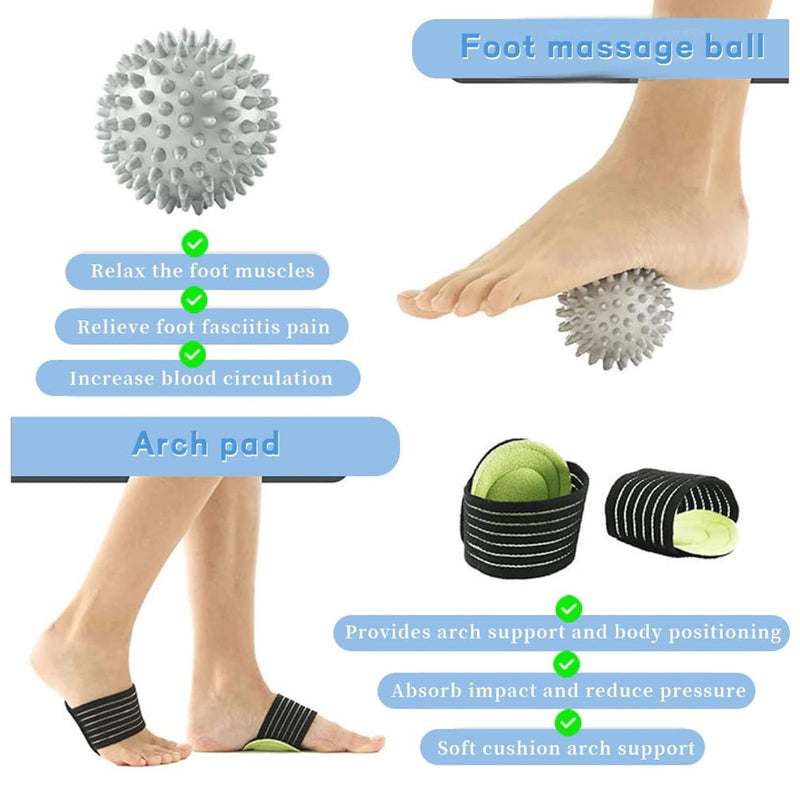 [Australia] - Kraeoke Plantar Fasciitis Night Splint Adjustable Foot Stabilizer Ankle Brace Compression Socks with Massage Ball Fasciitis Foot Pain Relief Kit for Women Men 