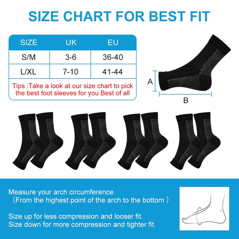 [Australia] - ACWOO ankle bandage pack of 8, ankle bandage compression socks for men and women, bandage ankle neuropathy socks for plantar fasciitis, arthritis, ACL, joint pain, heel spurs, sports S/M black 