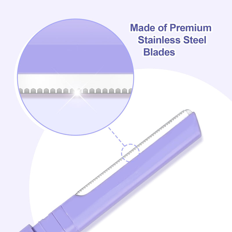 Dermaplane Razor for Women Face & Eyebrow - Dermaplaning Tool for Peach Fuzz Facial Hair Removal,High Precision Blade for Smooth Skin (Purple, 12 Count) Purple 1 Count (Pack of 12)