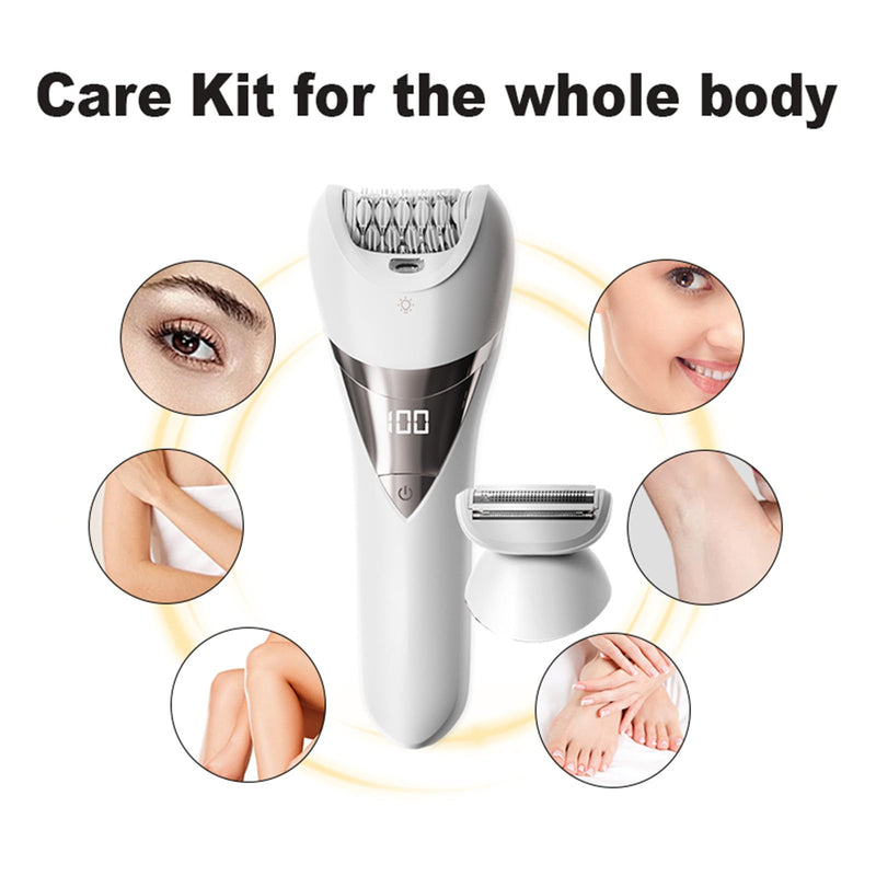 [Australia] - Electric Lady's Epilator,2in1 for Face, Chin, Arm, Leg, Armpit, Bikini Trimmer,Shave& Epilate, Wide Head for Fast Epilation,Wet & Dry Lady Shaver,2 Speeds 