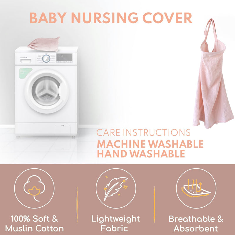 [Australia] - Muslin Nursing cover for breastfeeding mom with Adjustable hoop for hand free | breathable nursing cover up | 100% muslin cotton light weight breastfeeding cover wrap shawl scarf (peach) creamy peach 