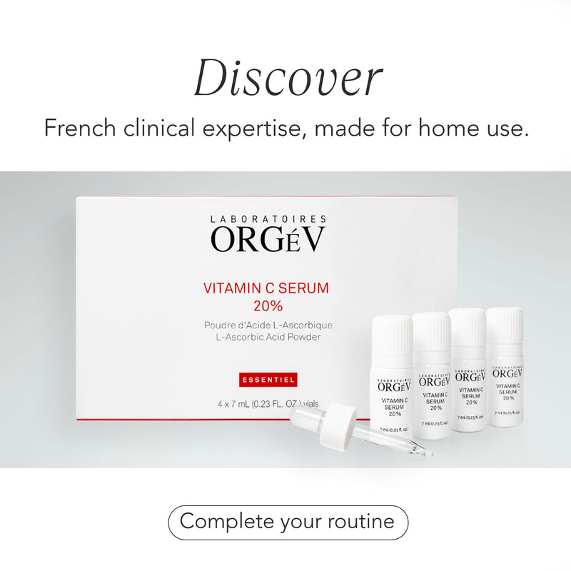 Orgev Vitamin C 20% Dual-Chamber Fresh-Activated Serum – Pure 20% L-Ascorbic Acid Powder Professional Face Treatment – High-Potency Antioxidant for Brightening, Firming & Collagen – 12-Day Potency