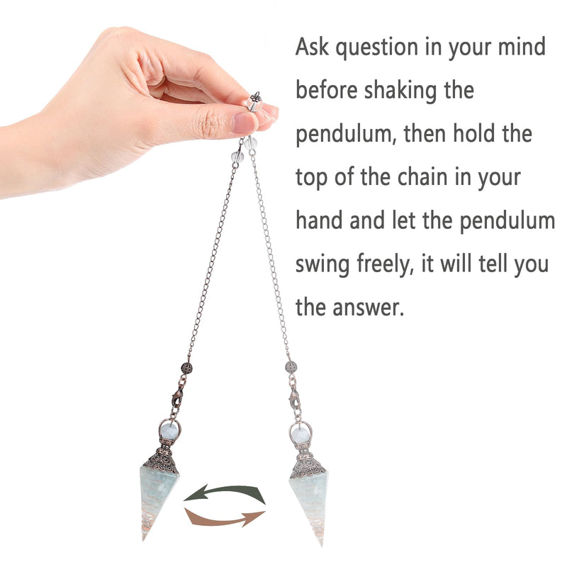 [Australia] - MAIBAOTA Pendulum Crystal, Natural Aquamarine Crystal Pendulums for Dowsing, Spiritual Pointed Crystals for Witchcraft Supplies, Divination Tools 01 Blue-aquamarine 