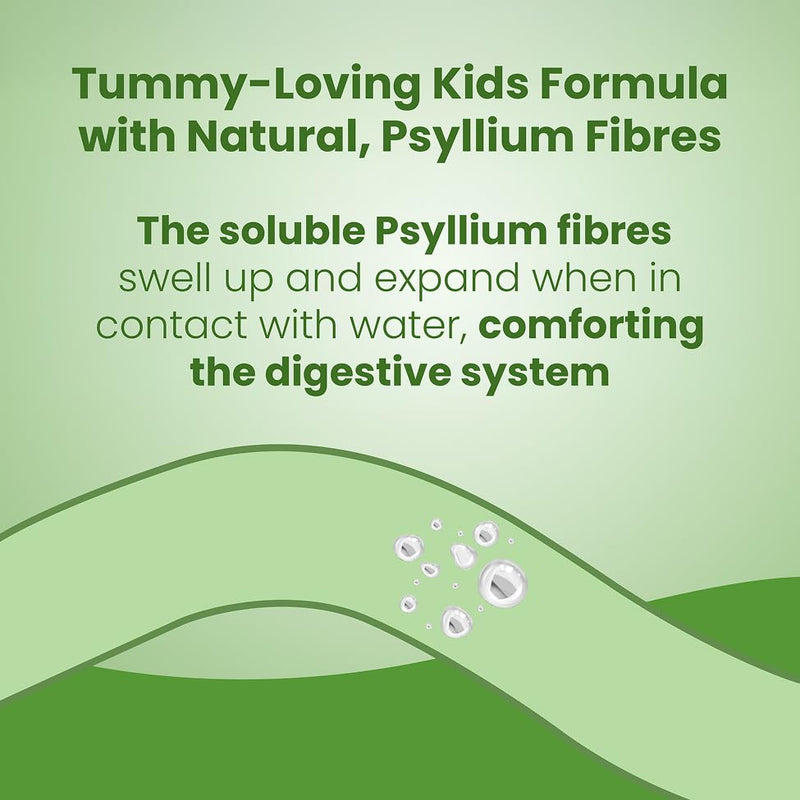 Biogut Bacfibre Kids Psyllium Husk (Ispaghula Husk) Fibre with High Strength 6 Billion Friendly Bacteria - Supports Constipation Relief and Stool Regularity -14 Sugar Free Sachets