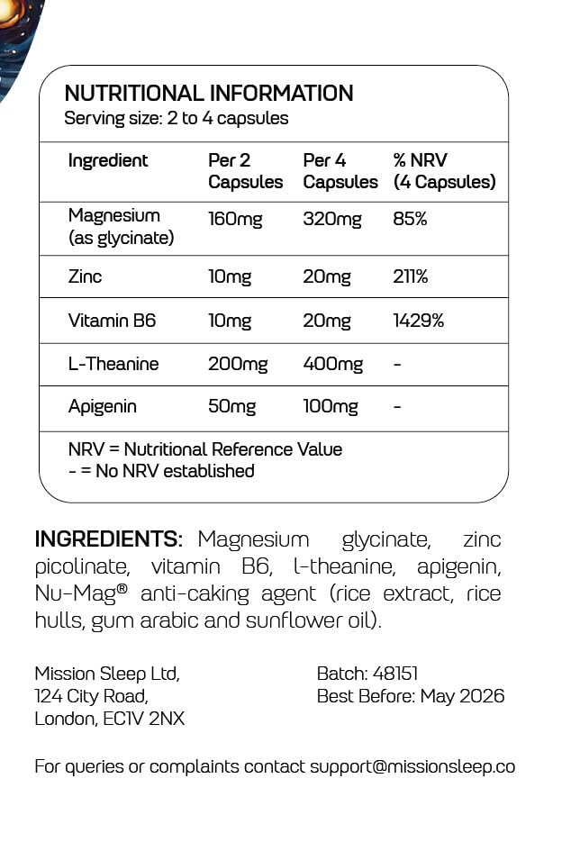 The Sleep Optimiser Sleeping Capsules - Non Melatonin Tablets Sleep Supplement for Adults with Magnesium Glycinate, L Theanine, Apigenin & Zinc - Nutrient-Based Sleeping Aid Suitable for Long Term Use