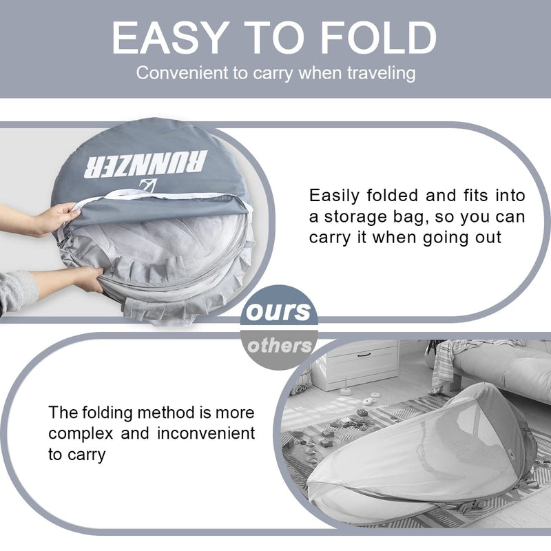 [Australia] - Crib Tent Crib Net to Keep Baby in, Pop Up Crib Tent Canopy Keep Baby from Climbing Out (55.2" L x 27.6" W x 51.6" H) Gray 