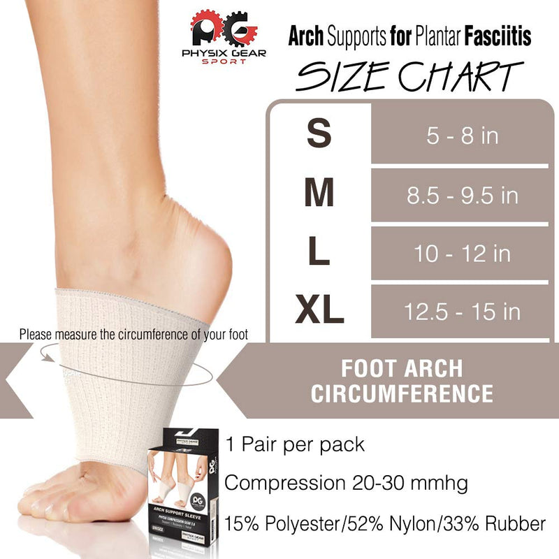 [Australia] - Physix Gear foot bandage metatarsal immediate pain relief for flat feet, splay feet, heel spurs, plantar fasciitis foot bandage midfoot with arch support flat foot insoles BEIGE M 