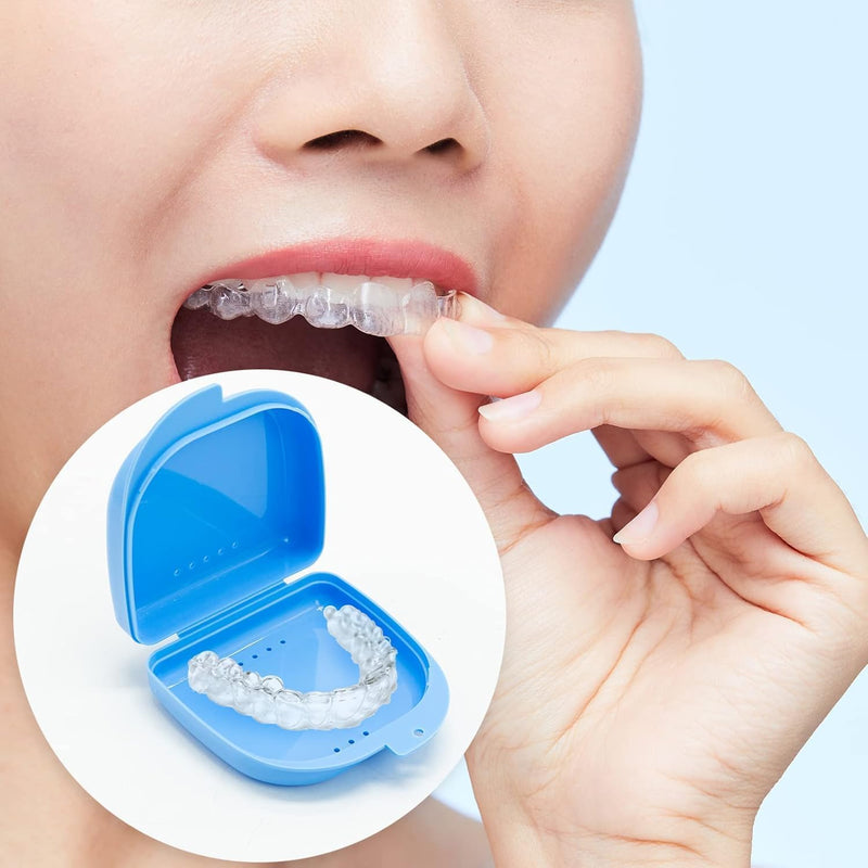 [Australia] - Braces box 2 pieces braces box denture box dentures dental box, orthodontic dental retainer box denture storage container denture cup dental care 