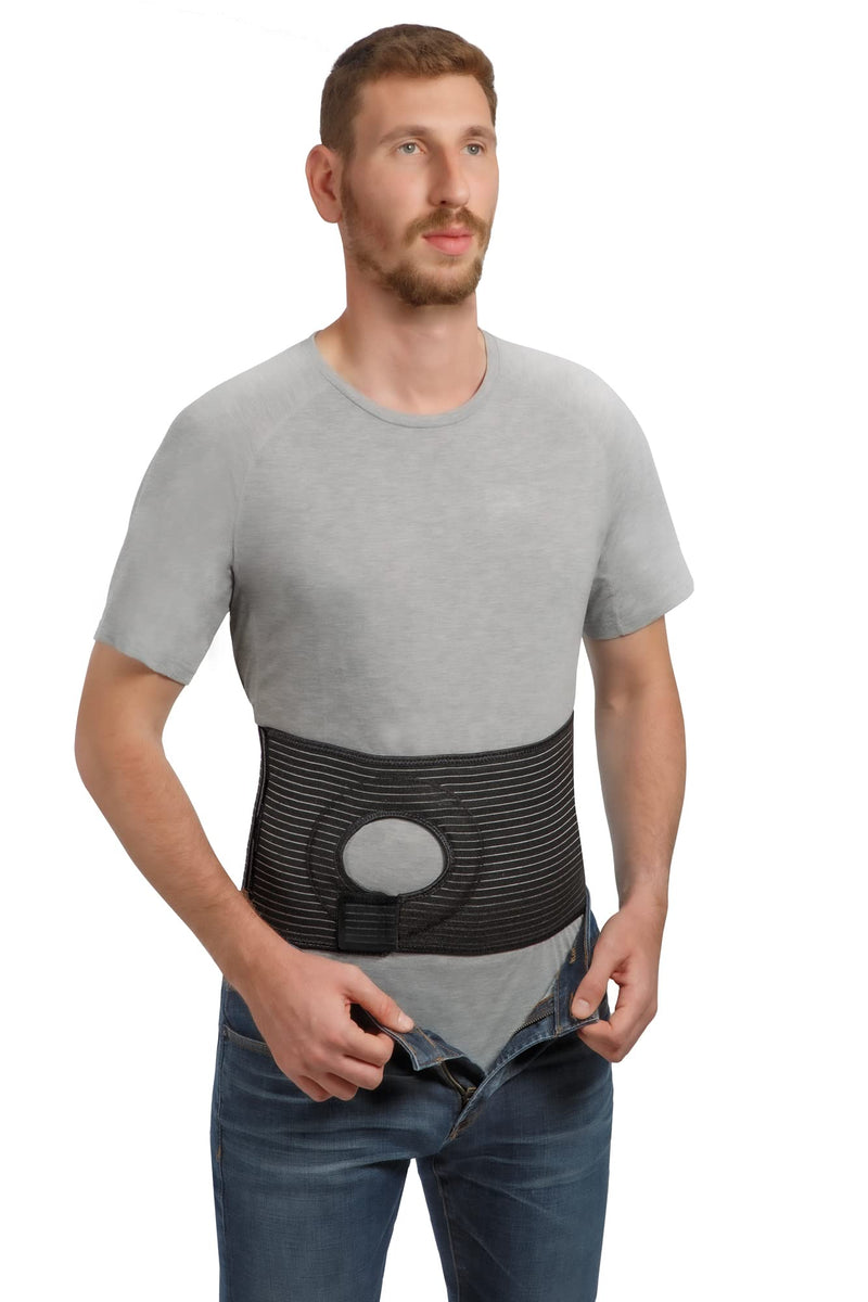 [Australia] - Abdominal Ostomy Belt for Post-Operative Care after Colostomy or Ileostomy Surgery Abdomen (Large), Black Large 