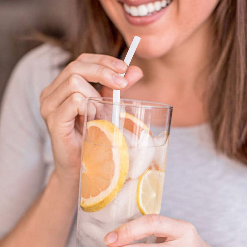 [Australia] - 200 Count 100% Plant-Based Compostable Straws - Plasticless Biodegradable Flexible Drinking Straws - A Fantastic Eco Friendly Alternative to Plastic Straws White 8.25" 200 Count 