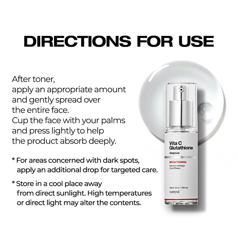 EUNYUL Vita C Glutathione Brightening Ampoule (1.69 fl. oz / 50ml) – Korean Brightening Serum for Dull Skin & Uneven Tone Care, Lightweight Facial Ampoule