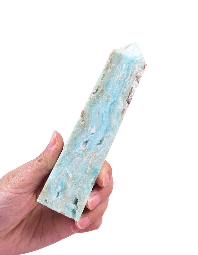 Healing Large Crystal Tower Hemimorphite Obelisk Blue Small 7-14 OZ for Home Décor Crystal Grid Meditation Therapy 7-14 Ounce