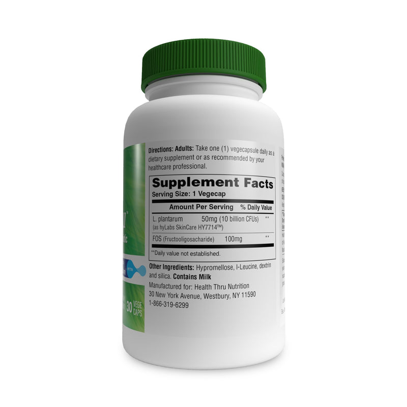 Health Thru Nutrition Skineu - Skin Probiotic + Prebiotic | Supports Skin Hydration & Elasticity | Clinically Studied Ingredients |3rd Party Tested, Non-GMO & Gluten-Free | 30 VegeCapsules