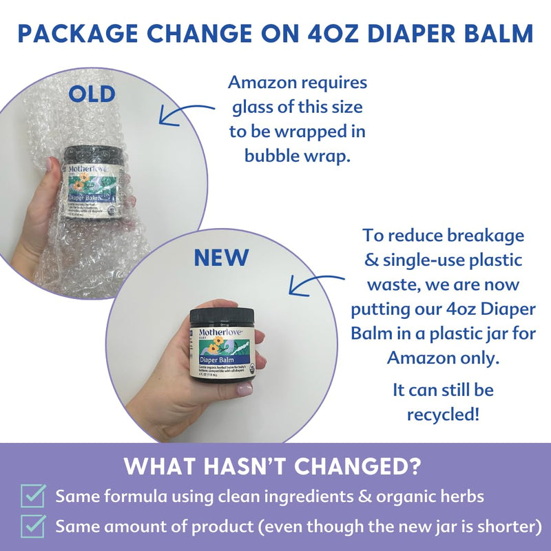 [Australia] - Motherlove Diaper Balm (4 oz) Organic Herbal Diaper Rash Cream‚ÄîCloth diaper Safe, Zinc Oxide- & Petroleum-Free 4 oz 