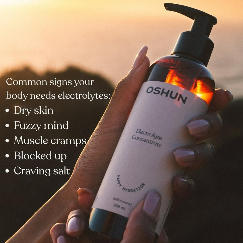 Oshun Electrolytes (Unflavoured/250ml) | Pure Electrolyte Concentrate to Instantly Supercharge Hydration/Performance | 100% Sugar-Free Electrolytes | No Additives/Flavourings | Clear Skin, Clear Mind