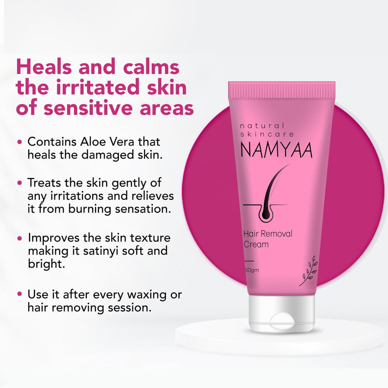 Namyaa Hair Removal Cream for Intimate Skin with Free Vitamin C Serum, 60 gram, Pack of 2
