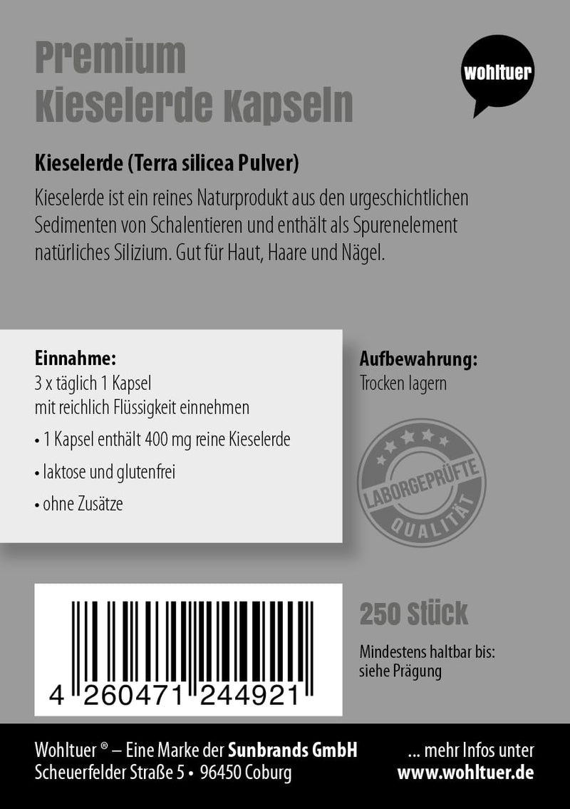 [Australia] - Wohltuer Siliceous Earth Vegan Capsules in Eco Pack 400mg + 250 pcs. 