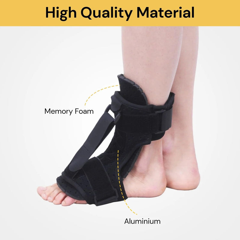 [Australia] - Plantar Fasciitis Night Splint Drop Foot Orthotic Brace,Improved Dorsal Night Splint for Effective Relief from Plantar Fasciitis, Achilles Tendonitis, Heel and Ankle Pain with Hard Spiky Massage Ball (black) black 
