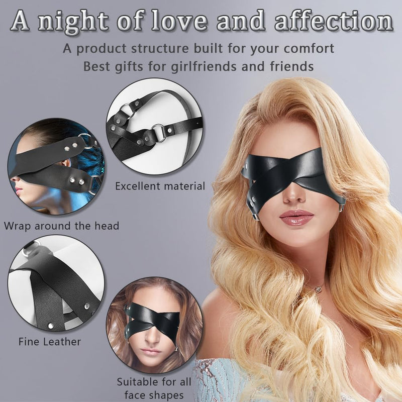 [Australia] - Leather Masquerade Party Mask Sexy Eye Blindfold Masks for Women Adjustable Mask for Night Club Halloween Party Costume Cosplay 