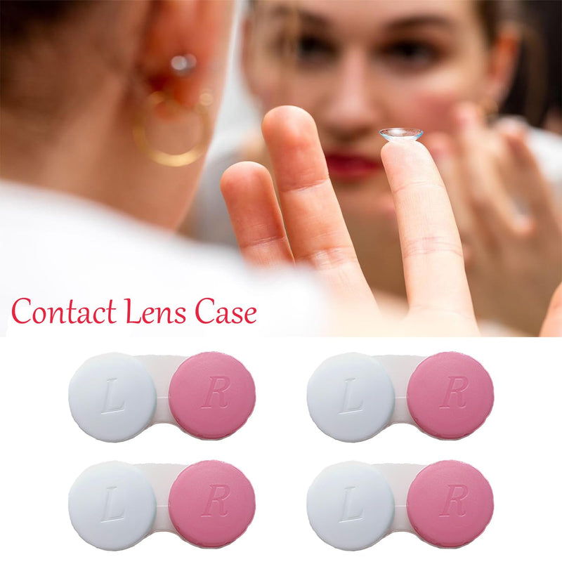 [Australia] - 4 Pack Contact lens case Bulk Contact Lens Soak Storage Box Holder Container(Pink) Pink 4 