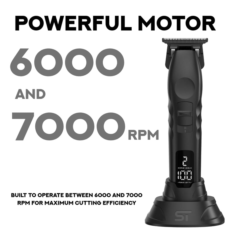 [Australia] - Supreme Trimmer 2Spee ST622 – Cordless Beard & Hair Trimmer for Men | 2-Speed Motor, 180 Min Runtime, Zero-Gap Adjustable Blade, Digital Display, Removable Blade Design Black 
