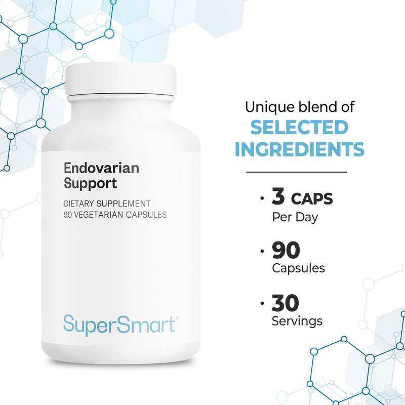 Supersmart Endovarian Support (Advanced Formula) - Natural Supplement with Pea, NAC, ALA, Magnesium, Trans-Resveratrol | Non-GMO & Gluten-Free - 90 Vegetarian Capsules
