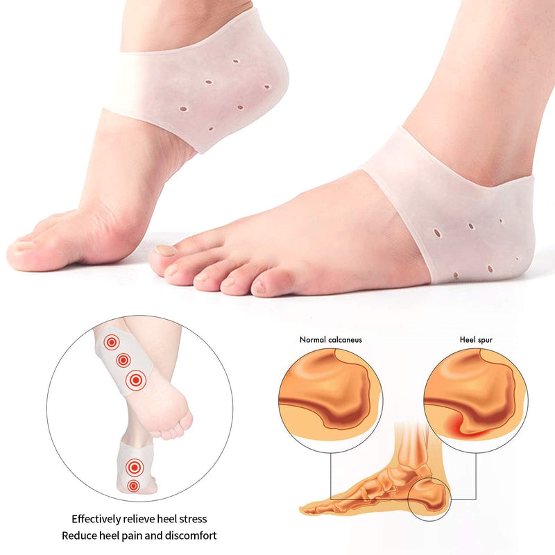[Australia] - 2 pairs of silicone heel protection, heel socks, gel heel protection, heel wrap, adjustable, breathable, transparent 