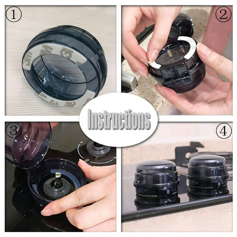 [Australia] - 4 Pcs Stove Knob Covers Oven Knob Covers Child Locks Protective Cove Fire Guard Cooker Switch Baby Safety for Child Kitchen Safety 