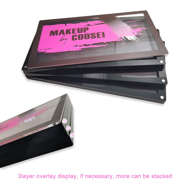 [Australia] - Coosei Magnetic Makeup Palette, Clear Acrylic, 9.7x5.5x0.47 inches, Empty Palette for Eyeshadow, Lipstick, Blush with 20 Magnetic attraction Stickers +10pcs empty stainess pans 