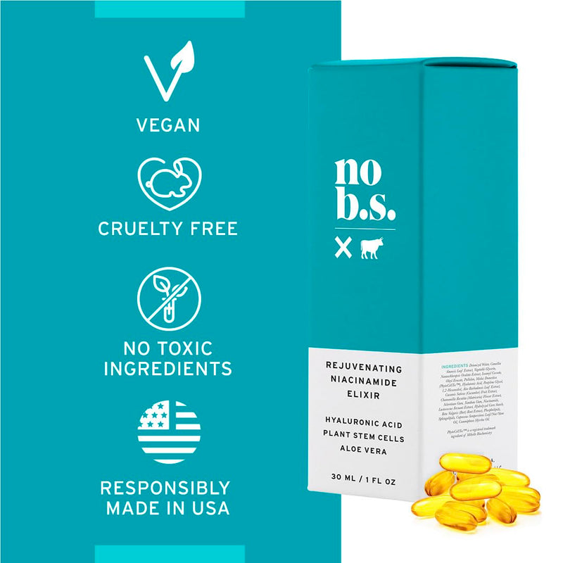 No Bad Stuff - Niacinamide Serum - Rejuvenates, Smooths, + Restores Skin with Vitamin B3, Hyaluronic Acid, and Aloe Vera (1 oz)
