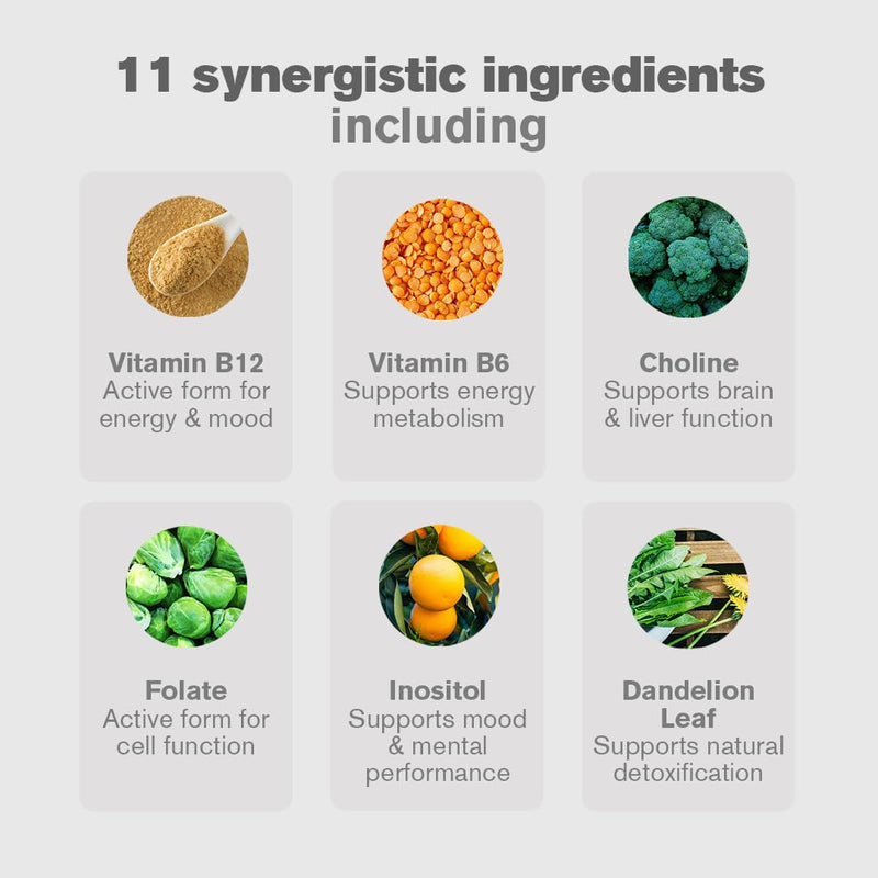 UltraEnergy High Strength Vitamin B Complex | Includes Vitamin B12 (100ug), Choline (50mg), Biotin (50ug) & Folate (200ug) | 30 Vegan Capsules | One-A-Day | DR.VEGAN®