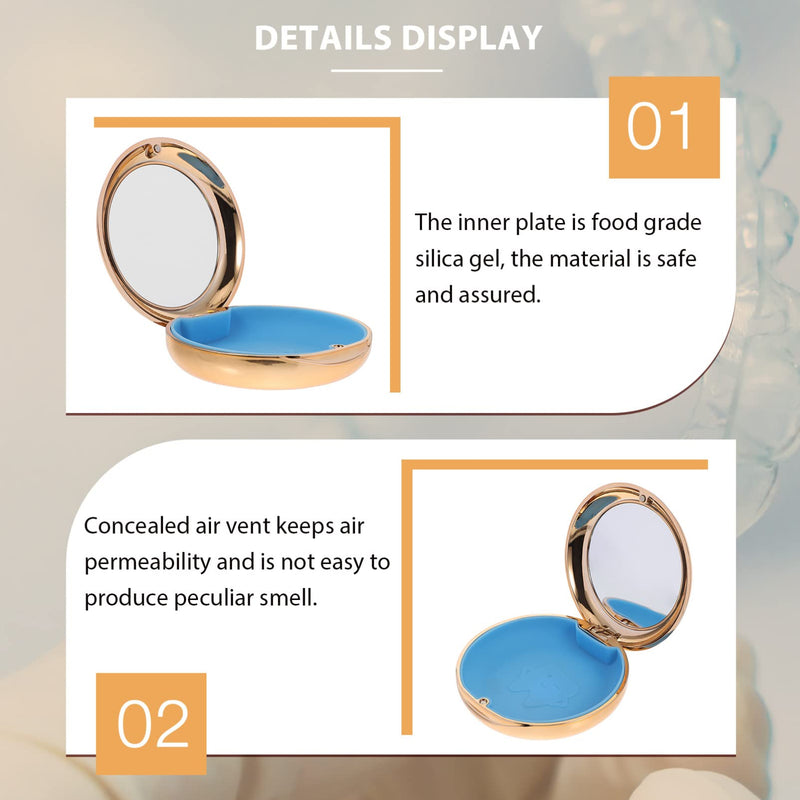 [Australia] - Healifty Portable Dental Retainer Box Dental Braces Case Practical Invisible Denture Case Dental Mouth Guard Case with Mirror Oral Care Box (Golden), 8.7X2.7CM 