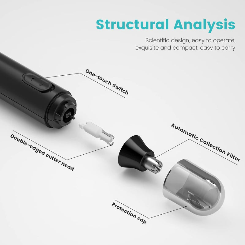 [Australia] - Ear and Nose Hair Trimmer for Men, 4 in 1 USB Rechargeable Professional Eyebrow and Facial Hair Trimmer with Waterproof Head Double-Edge Stainless Steel Blade 