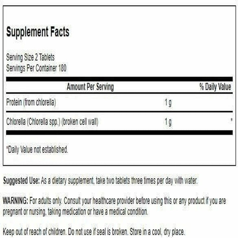 Swanson Broken Cell Wall Chlorella 500 Milligrams, 360 Tablets | Comprehensive Blend of Vitamins, Minerals, Amino Acids and Antioxidants, Broken Cell Wall for Easy Absorption 360 Count (Pack of 1)