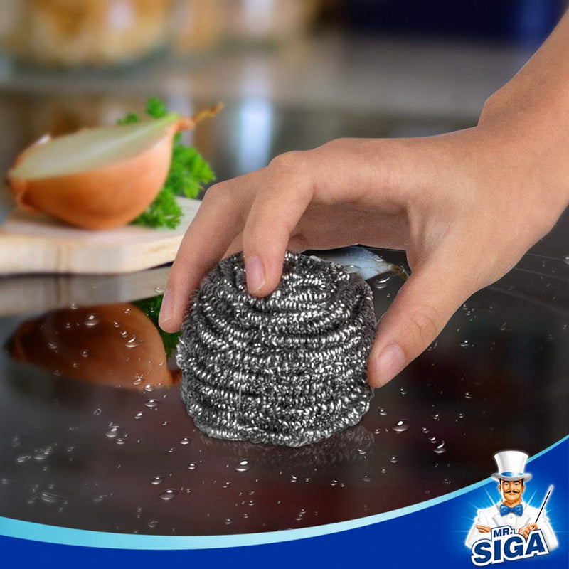 [Australia] - MR.SIGA Stainless Steel Scourer, Pack of 6, 30g Stainless Steel- Pack of 6 