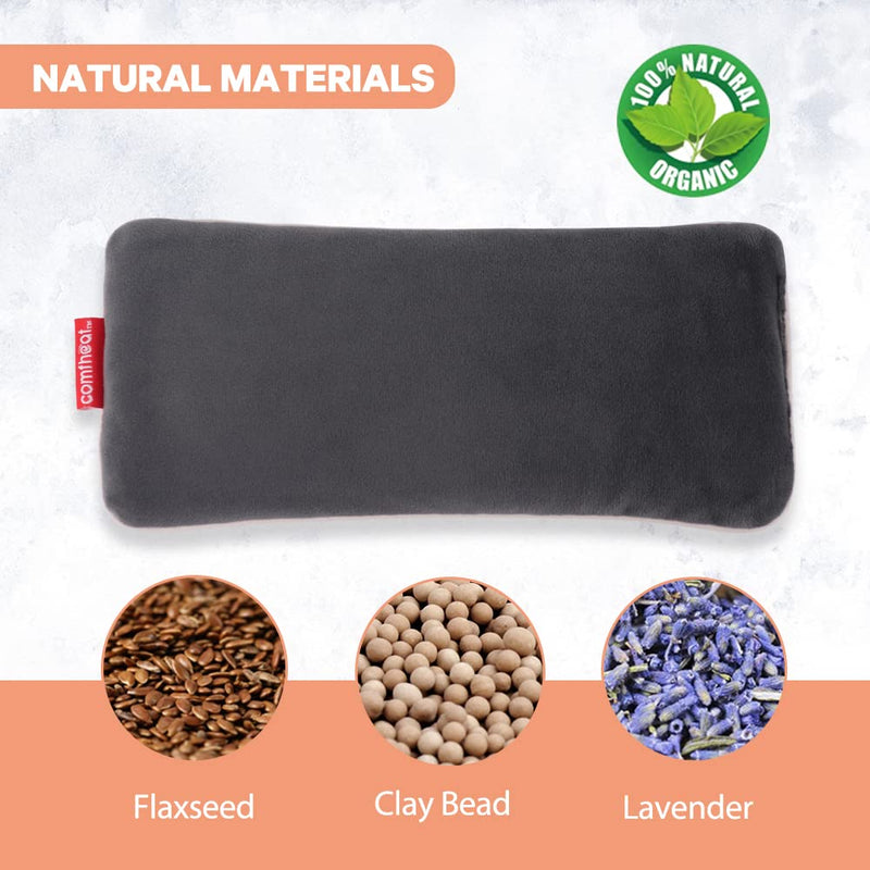 [Australia] - Comfheat Microwave Heated Eye Pillow Heat Compress, 23*9.5cm Moisturized Heat Mask with Washable Soft Cover for Relaxation, Sleep and Migraine Relief Eye Pillow Gray 
