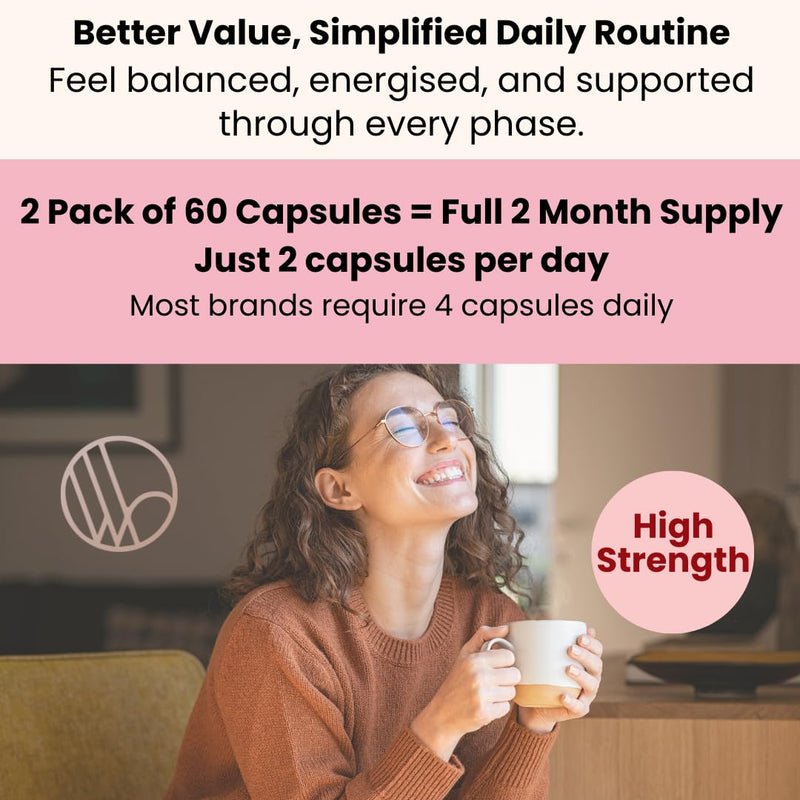 Inositol Capsules for Women – Myo & D-Chiro Inositol Complex for PCOS & Hormone Balance | 2 Pack of 60 Capsules - 2 Month Supply with Folic Acid & Vitamin D3