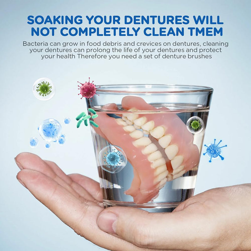 [Australia] - 2 Pack Denture Clean Toothbrush for Denture Care Tool w/Multi Layered Ordinary or Hard Bristles Dual Ordinary or Hard Bristle for False Teeth Superb Total Cleaning (2 Hard Brush b1) 2 hard brush b1 