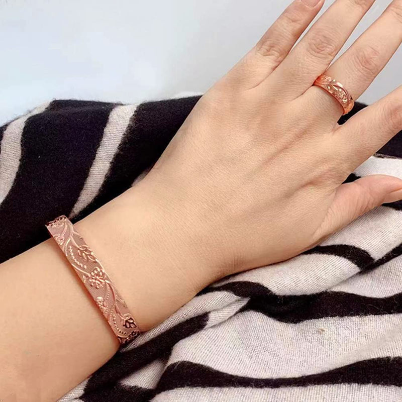 [Australia] - LONGRN-Pure Copper Magnetic Ring & Bracelet Adjustable Size for Women 