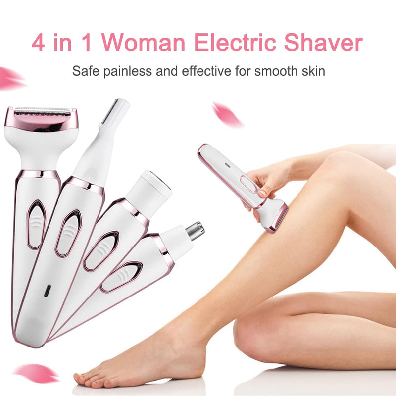 [Australia] - Electric Razor for Women,Hair Trimmer for Face Nose Eyebrow Beard Mustache Arm Leg Armpit Bikini,Painless Rechargeable Portable 4 in 1 Womens Body Shavers Set 