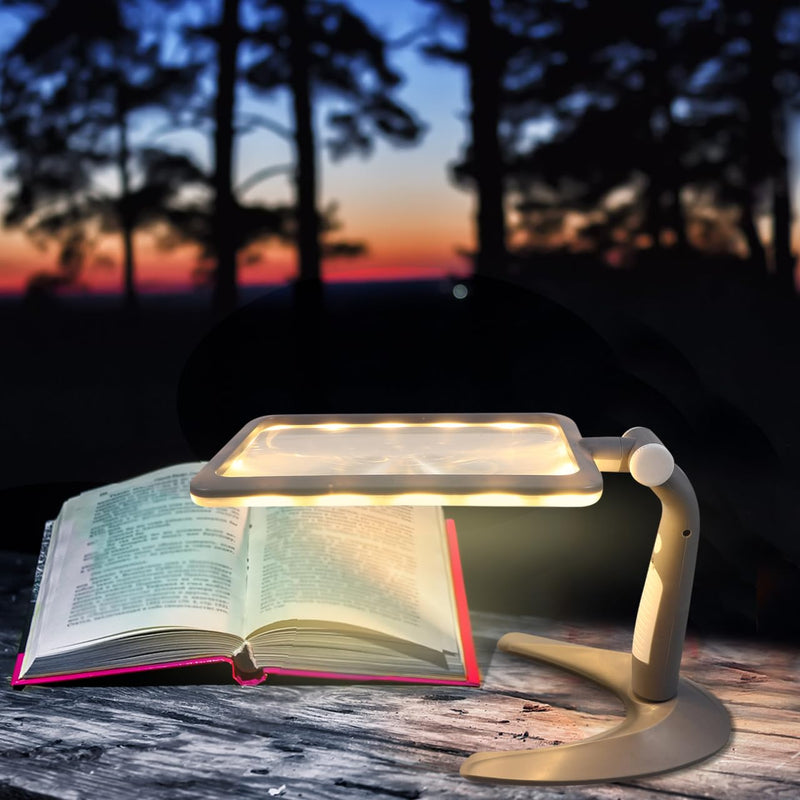 Abaodam 48 Led Lighted Magnifier Glass 2.5X Handheld and Desktop Reading Magnifying Glass with Stand for Books Crafts and Seniors Visual Aid